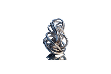Metallic Squiggle Line 3D Shape PNG – Futuristic Chrome Wire Element – Isolated on Transparent Background PNG for Abstract & Tech Design

