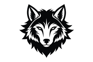 Striking Black and White Wolf Head Vector Illustration for Graphic Designs