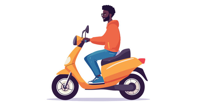 Modern Black Electric Scooter Rider - Urban Commuting Lifestyle Concept