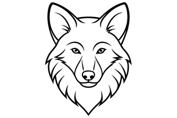Simple Black Outline Drawing of a Fox Head With Detailed Facial Features
