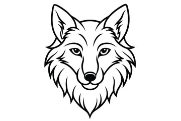 Bold Black Outline of a Fox Head with Pointed Ears and Serious Eyes