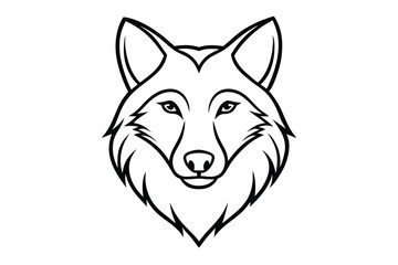 Stylized Wolf Head Black Outline Vector Illustration for Logo or Tattoo Design