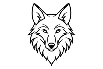 Striking Outline Illustration of a Wolf's Head, Defined Facial Features and Sharp Fur