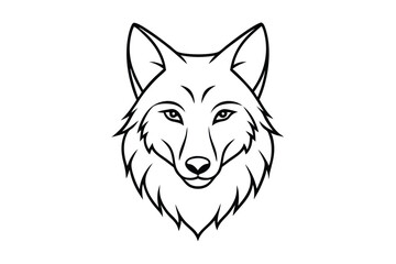 Line Art Illustration of a Fox Face with Detailed Fur and Features