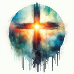 Cross of Risen Hope and Salvation. AI generated illustration
