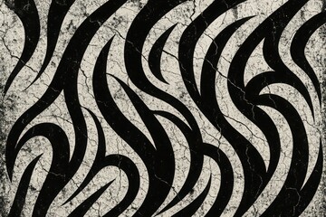 Fototapeta premium Organic wavy curved pattern background with flowing black and white abstract lines