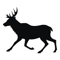Fototapeta premium Stylish vector illustration of a wild deer silhouette with impressive antlers, perfect for nature and Christmas-themed designs