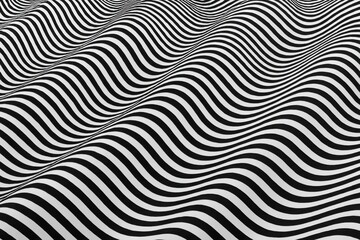 Naklejka premium Seamless warped grid background pattern in black and white with optical distortion effect