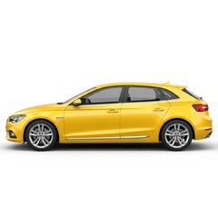 Obraz premium A yellow hatchback car isolated on a white background