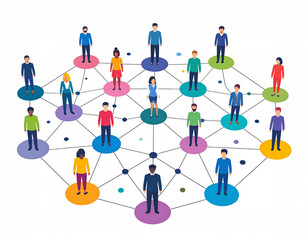 Diverse Network of Connected Individuals Isometric Illustration