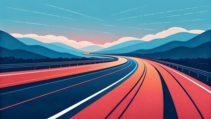 Naklejka premium Winding Road Through Mountains