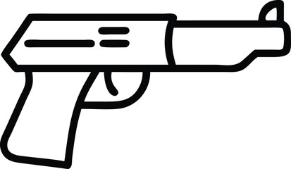 Gun Outline Illustration in Minimal Line Art Style