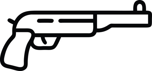 Gun Outline Illustration in Minimal Line Art Style