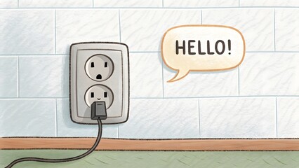 Electrical Outlet with Speech Bubble