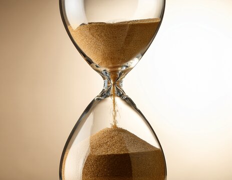 sand cascading through transparent glass marking temporal progression with elegant simplicity and minimalist design