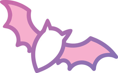 Flat Style Illustration of a Bat with Spread Wings in Simple Design