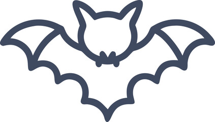 Bat Outline Illustration in Minimal Line Art Style