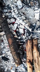 Burnt Wood Embers and Ashes with Red Glowing Texture Background
