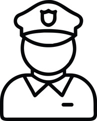 Police Officer Outline Drawing in Minimal Line Art Style