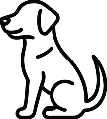 Minimalist Dog Outline Illustration Isolated on White Background