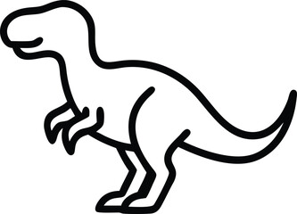 Minimal Dinosaur Outline Drawing Isolated on White Background