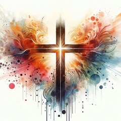 Guiding light LDS cross in heavens. AI generated illustration
