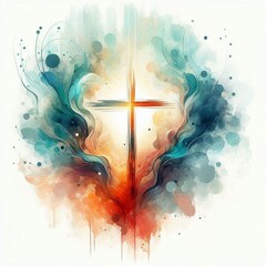 Sacred clouds over covenant symbol. AI generated illustration