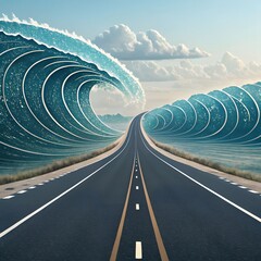 Road Through Giant Waves