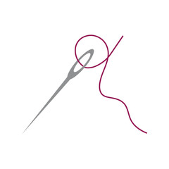 Minimalist Sewing Needle with Red Thread Icon