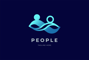 People logo design, human with infinity icon combination, people Logo design template element, vector illustration