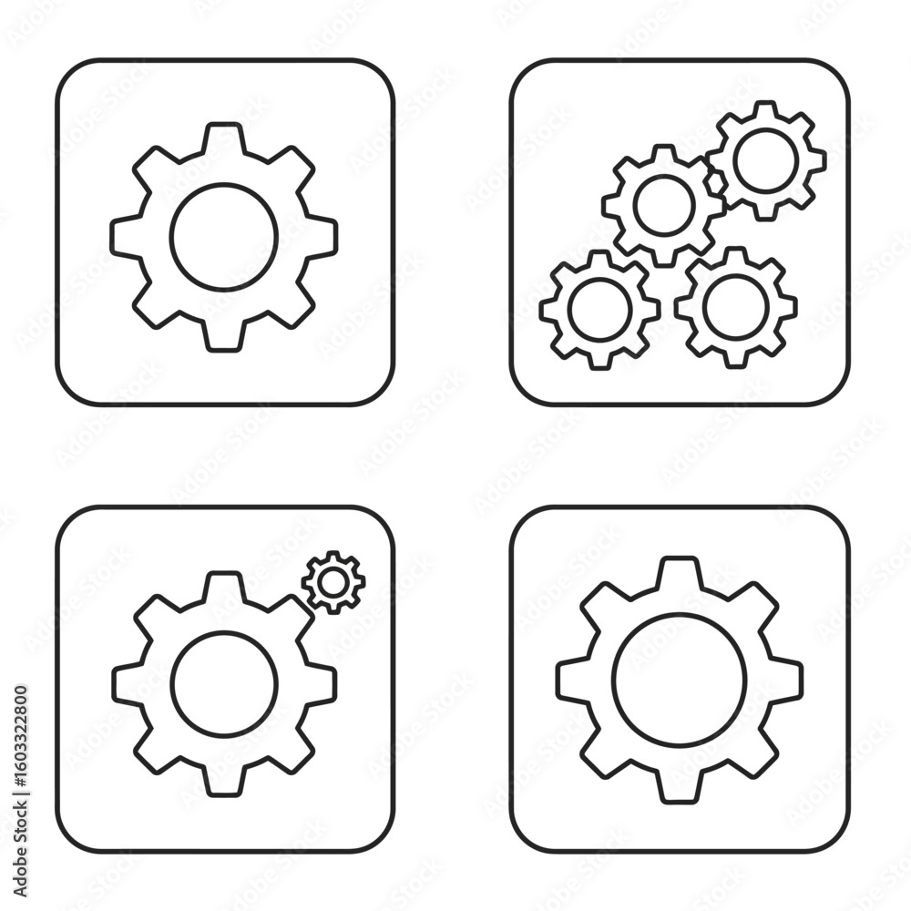 Poster settings icon with gears configuration symbol options menu and preferences sign
