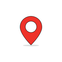 Fototapeta premium Simple Red Map Pointer Icon on White Background for Navigation