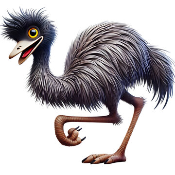 3D Style Emu Illustration Isolated on Transparent Background