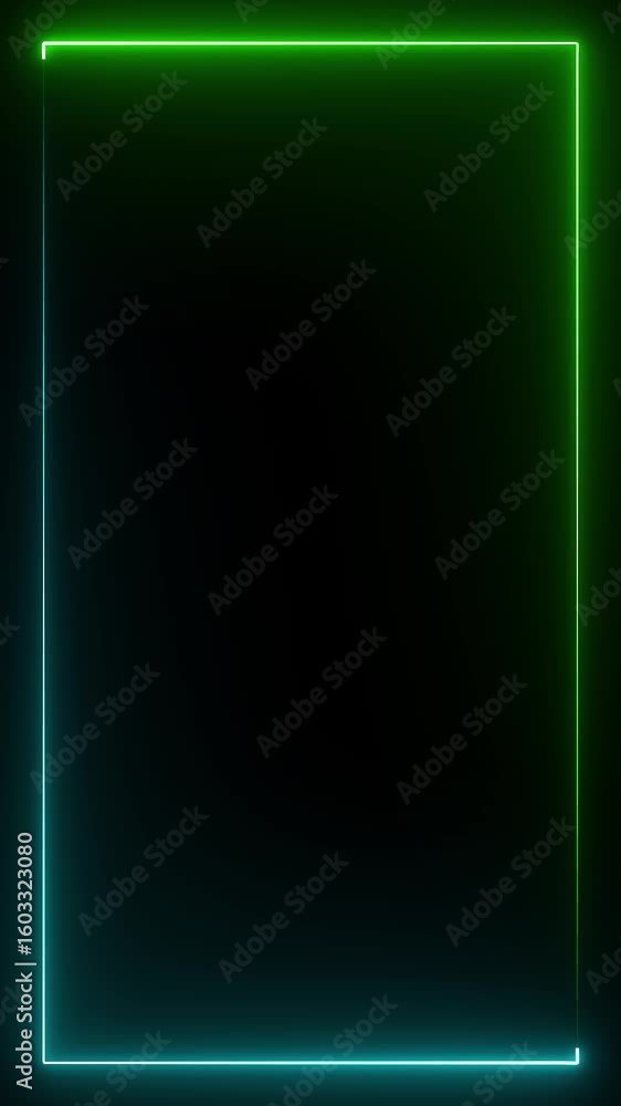 Poster vertical rectangular neon frame. glowing neon rectangles - abstract background. neon border frame. e