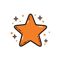 Orange Star with Sparkles Illustration on White Background for Design Elements