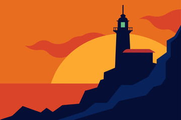 Sunset Lighthouse Cliff