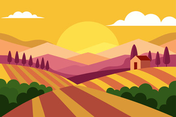 Obraz premium Vineyard in Golden Hour