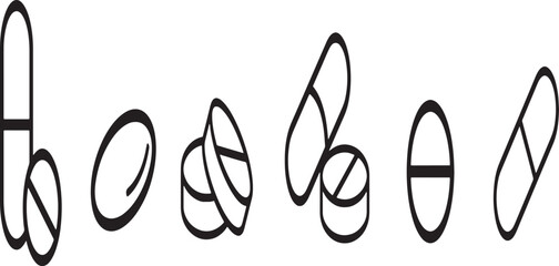 Pills Icon Set Vector Illustration of Tablets and Medical Drug Symbols

