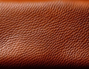 a high resolution macro photograph of warm brown synthetic leather showing a highly detailed pebbled texture with visible grain and natural looking folds