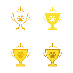 Pet winner cup icon color set. Vector isolated award symbol