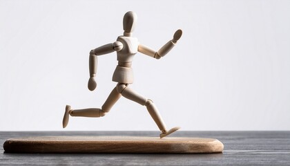 weiss isolierte figur aus holz beim rennen
