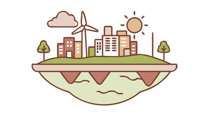 Obraz premium Sustainable Eco City with Renewable Energy Sources – Vector Illustration