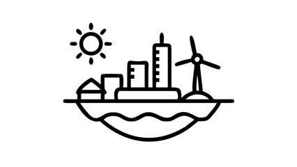 Sustainable Eco City with Renewable Energy Sources &ndash; Vector Illustration