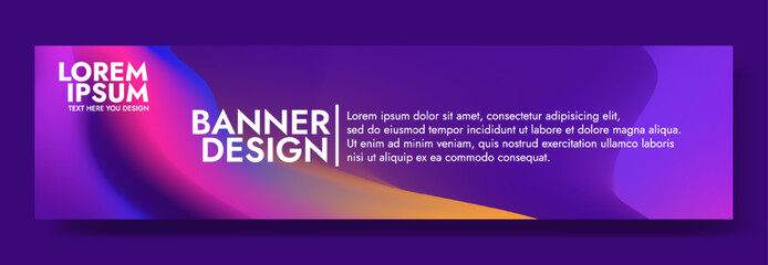 Modern vibrant banner design with a tropical sunrise background.