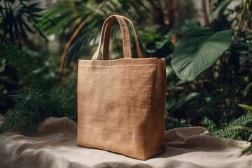 Minimalist jute carry bag natural finish high resolution picture