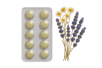 Blister Pack with Herbal Pills and Dried Flowers – Transparent PNG