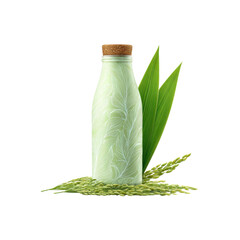 Rice Milk Bottle with Rice Plants and Leaves