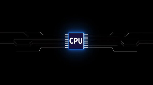 Motion graphic of digital CPU logo with futuristic technology . Chat with CPU or artificial intelligence technology circuit board, microchip, Futuristic Screen on 4k CPU Circuit Integration and Data - Powered by Adobe