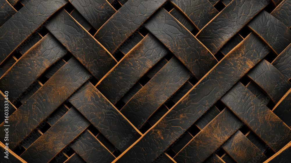 Poster woven leather texture background with intricate patterns and rich, dark color scheme, showcasing ble