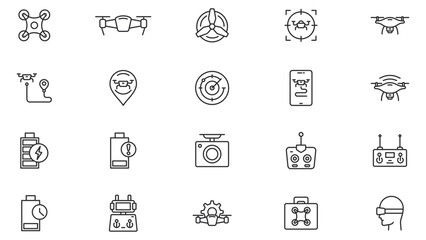 Drone icon collection vector design with editable stroke in trendy style